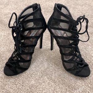 Steve Madden fishnet open-toe heels